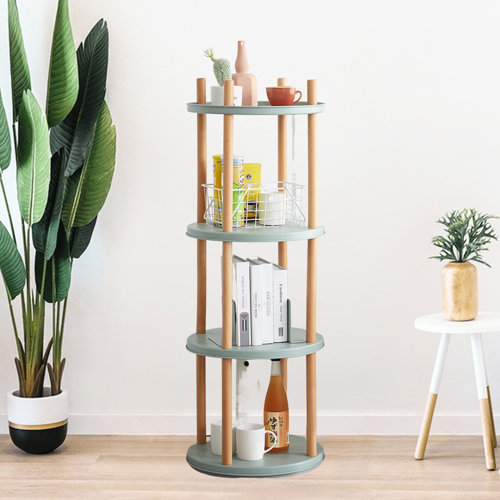 Rebrilliant Makenzi Rotating Storage Shelf, Adjustable 4Tier Bookshelf